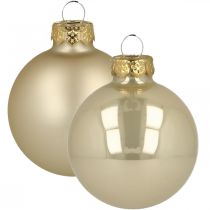 Bolas navideñas cristal crema mate brillante Ø5,5cm 26uds