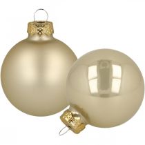 Bolas navideñas cristal crema mate brillante Ø5,5cm 26uds