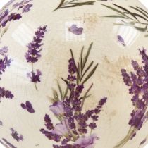 Artículo Bola de cerámica con motivo lavanda decoración cerámica violeta crema 12cm