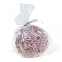 Artículo Vela redonda con forma de bola rosa de 10,5 cm de diámetro, ideal para decorar la mesa de tu boda.