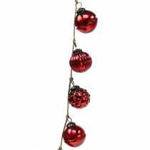 Artículo Guirnalda de decoración navideña Bolas de árbol de Navidad rojo 120cm
