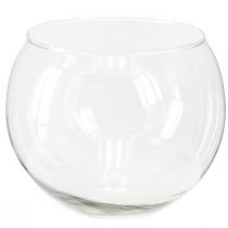 Artículo Jarrón de cristal con forma de bola, transparente, redondo, para mesa, florero, diámetro 15,5 cm, alto 12,5 cm