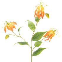 Artículo Flor artificial Gloriosa naranja con tallos largos para jarrones, 80 cm, 3 unidades.