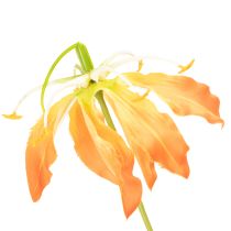 Artículo Flor artificial Gloriosa naranja con tallos largos para jarrones, 80 cm, 3 unidades.
