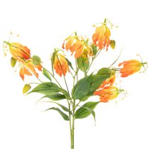 Artículo Flor artificial Gloriosa naranja con tallos largos para jarrones, 80 cm, 3 unidades.