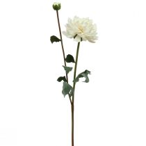 Artículo Flor artificial Dalia blanca Flor artificial con capullo H57cm