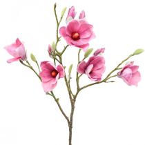 Flor artificial rama de magnolia, magnolia rosa rosa 92cm