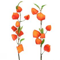 Artículo Flor artificial naranja linterna flor Physalis flores decorativas de seda 93cm 2pcs