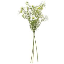 Artículo Flores artificiales Nigella blanca virgen en verde 67cm 3 uds