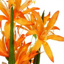 Flores artificiales Nerine Naranja Lirios de Guernsey Flores de Otoño 48cm
