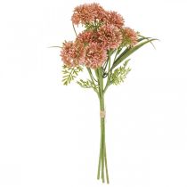 Artículo Flores artificiales rosa allium decoración cebollas ornamentales 34cm 3pcs en ramo