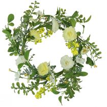 Artículo Corona de flores artificiales artificial blanco amarillo crema Ø40cm