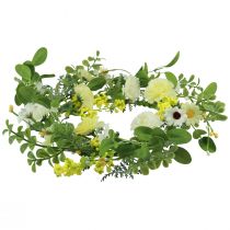 Artículo Corona de flores artificiales artificial blanco amarillo crema Ø40cm