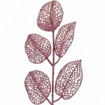 Artículo Plantas artificiales, hojas decorativas, rama artificial brillo rosa L36cm 10p