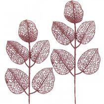 Plantas artificiales, hojas decorativas, rama artificial brillo rosa L36cm 10p