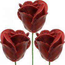 Artículo Rosas Artificiales Burdeos Cera Rosas Deco Rosas Cera Ø6cm 18pcs