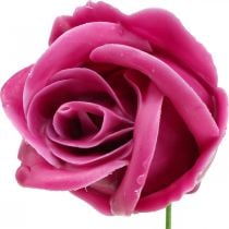 Artículo Rosas artificiales cera fucsia rosas deco rosas cera Ø6cm 18 piezas
