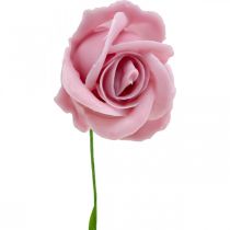 Artículo Rosas artificiales cera rosa rosas deco rosas cera Ø6cm 18p