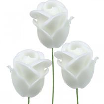 Rosas artificiales rosas de cera blanca rosas decorativas cera Ø6cm 18ud