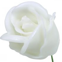 Artículo Rosas artificiales rosas de cera blanca rosas decorativas cera Ø6cm 18ud