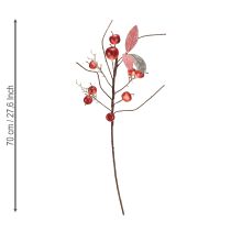 Artículo Rama de manzana artificial roja para decoración navideña de otoño, 70 cm