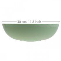 Artículo Maceta redonda, decoración floral, cuenco de plástico, contenedor para arreglos florales, verde, blanco moteado, H8,5cm, Ø30cm