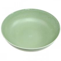Artículo Maceta redonda, decoración floral, cuenco de plástico, contenedor para arreglos florales, verde, blanco moteado, H8,5cm, Ø30cm
