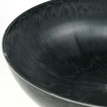 Florero redondo, macetero, cuenco de plástico negro, gris jaspeado H8.5cm Ø30cm