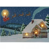 Cuadro LED Navidad Papá Noel con trineo Cuadro LED de pared 38x28cm