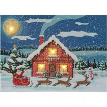 Artículo Cuadro LED Navidad Papá Noel con muñeco de nieve Mural LED 38x28cm