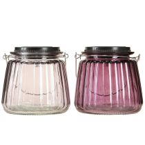 Artículo Lámpara LED de jardín de cristal solar para colgar violeta Ø10,5cm 2uds