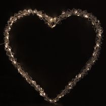 Artículo Lámpara decorativa LED de metal con forma de corazón para colgar, color blanco cálido, 30 cm