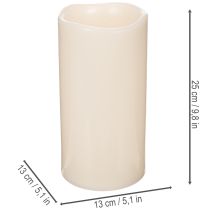 Artículo Vela LED grande a pilas con temporizador, luz blanca cálida, para exteriores, 25 cm