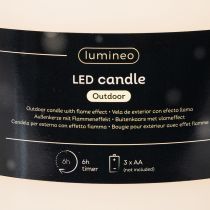 Artículo Vela LED grande a pilas con temporizador, luz blanca cálida, para exteriores, 25 cm