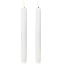 Artículo Velas LED blancas cónicas de cera blanca cálida 24,5 cm 2 piezas
