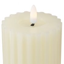 Artículo Velas LED con temporizador velas ranuradas de cera 7,5/10cm crema 2 piezas