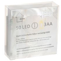 Artículo Guirnalda de luces LED, 50 bombillas, funciona con pilas, 5 m, luz blanca cálida