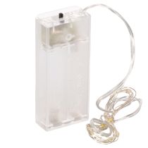 Artículo Guirnalda de luces LED a pilas para interiores, luz blanca cálida, 10 LED, 1 m de longitud, 6 unidades.