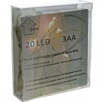 Artículo Cadena de luces LED, 20 bombillas, funciona con pilas, 2 m, blanco cálido, 6 piezas