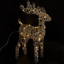 Artículo Reno LED de metal para decoración navideña de interior, dorado, 40 cm de alto