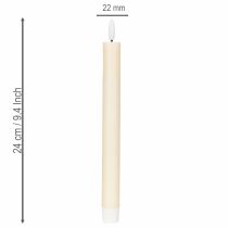 Artículo Vela LED cónica blanca con luz blanca cálida, 24 cm, con temporizador, 2 unidades.