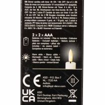 Artículo Vela LED cónica blanca con luz blanca cálida, 24 cm, con temporizador, 2 unidades.