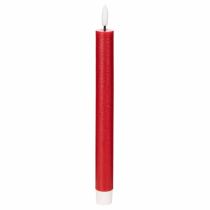 Artículo Vela LED cónica, roja con luz blanca cálida, 24 cm, 2 unidades