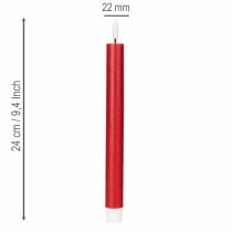 Artículo Vela LED cónica, roja con luz blanca cálida, 24 cm, 2 unidades