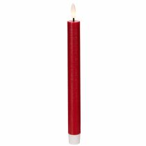 Artículo Vela LED cónica, roja con luz blanca cálida, 24 cm, 2 unidades