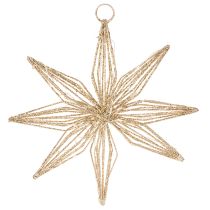 Artículo Estrella decorativa LED de alambre para colgar, 20 LED, luz blanca cálida, para interiores, 22 cm
