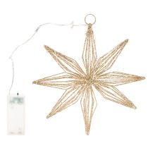 Artículo Estrella decorativa LED de alambre para colgar, 20 LED, luz blanca cálida, para interiores, 22 cm