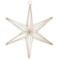 Artículo Estrella decorativa LED de alambre, adorno colgante para interiores, 40 LED, blanco cálido, 42 cm