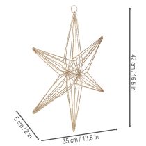 Artículo Estrella decorativa LED de alambre, adorno colgante para interiores, 40 LED, blanco cálido, 42 cm