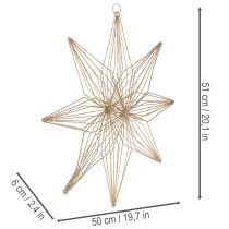 Artículo Estrella decorativa LED de alambre para colgar, para uso interior, funciona con pilas, 51 cm.